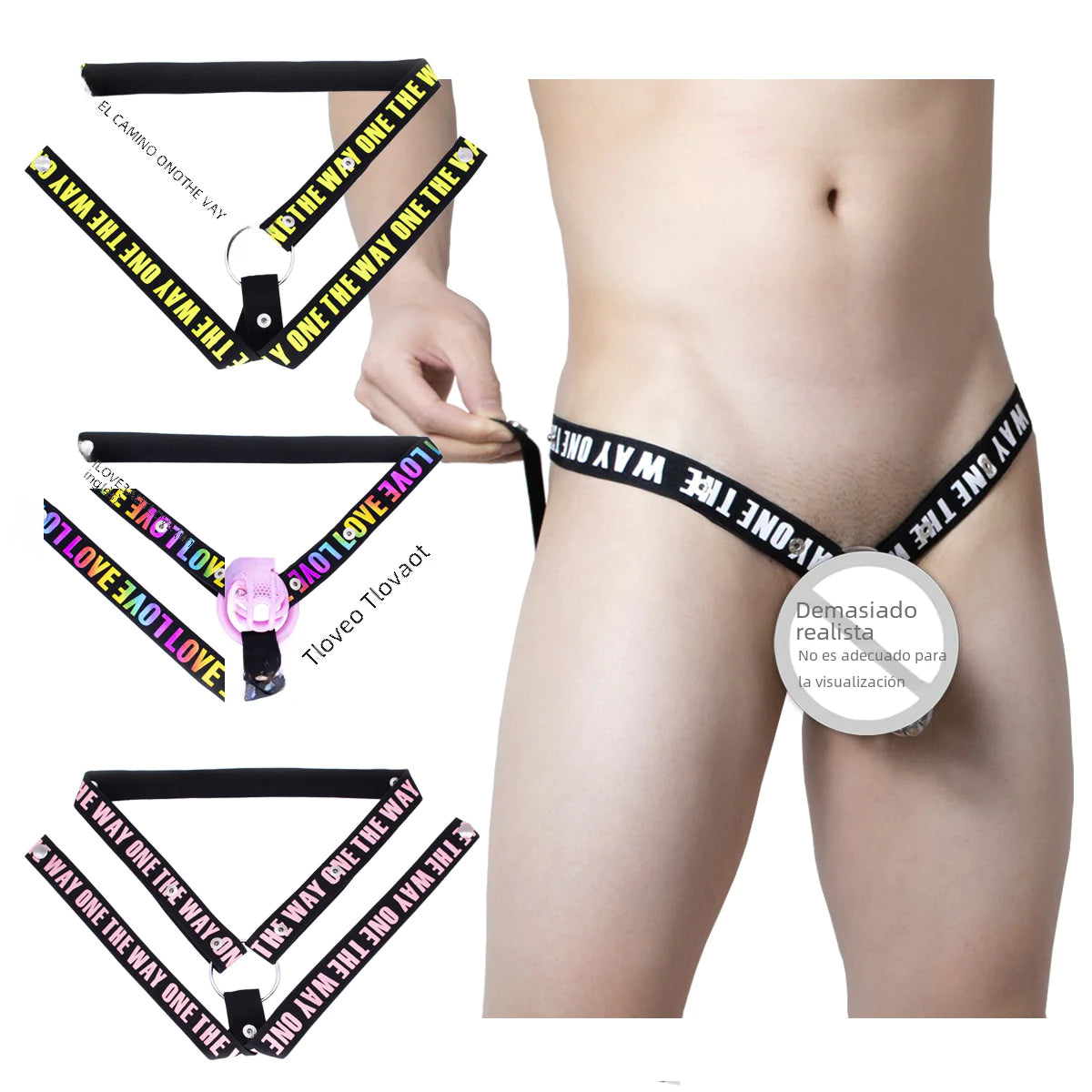 Men's Chastity Lock with Three-Way Restraint Strap