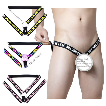 Men's Chastity Lock with Three-Way Restraint Strap