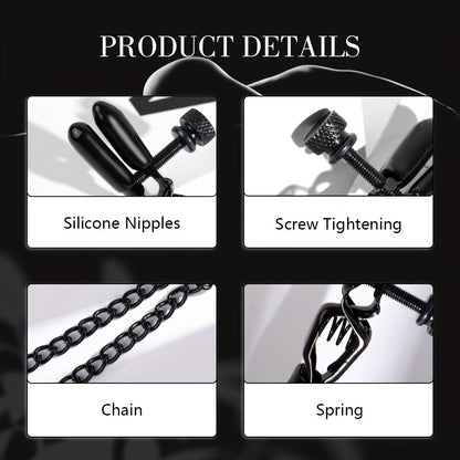 Metal BDSM Nipple Clamps with Single Chain for Couples